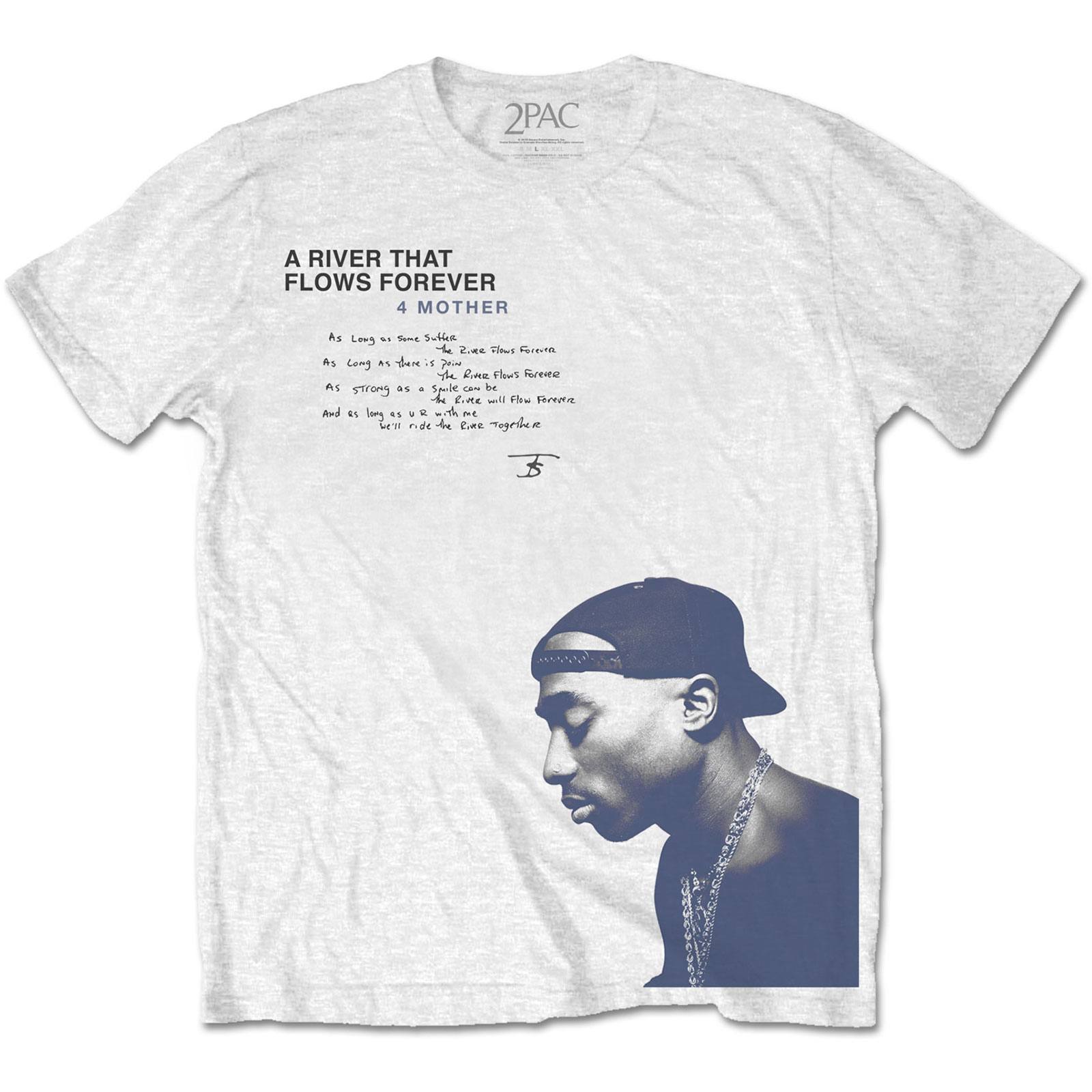 Tupac T Shirt 2Pac Blu Bandana Logo Nuovo Ufficiale Uomo Bianca Size S