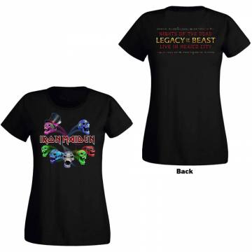 Iron Maiden Girlie T-shirt: Legacy of the Beast Live Album Skulls (črna) 93211