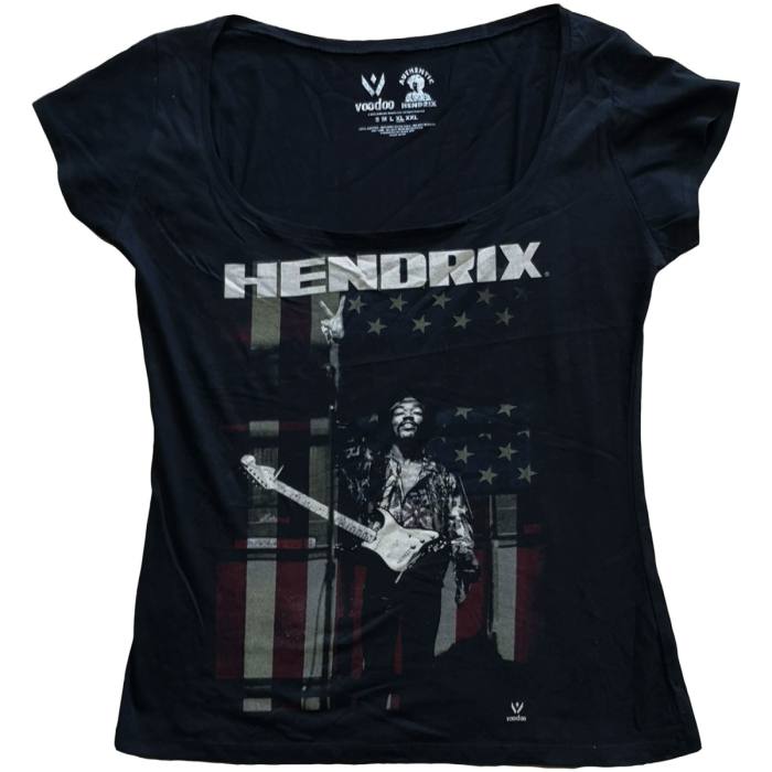 Jimi Hendrix Ladies T-shirt – Peace Flag (črna) 78700
