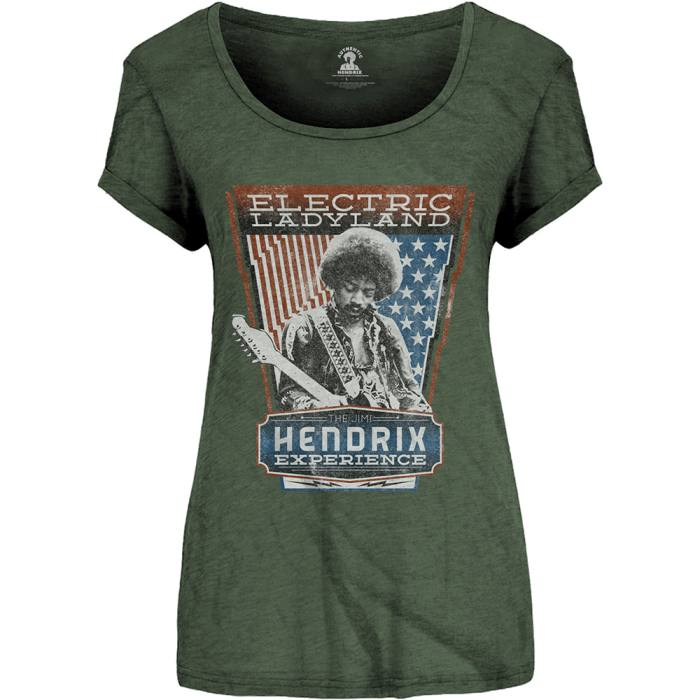 Jimi Hendrix Ladies T-Shirt: Electric Ladyland (Green) 78731