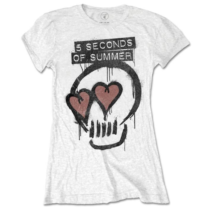 5 Seconds Of Summer Girlie T-shirt Heart Skull (bela) 80192