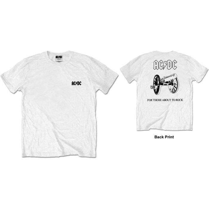 AC/DC Unisex Retail Pack T-Shirt: About To Rock (White) (Back Print) (Small) (LOS) 80832