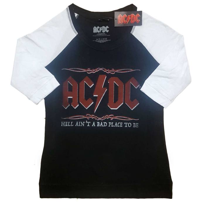 AC/DC Girlie Raglan T-shirt: Hell Ain't A Bad Place (črno-bela) 80970