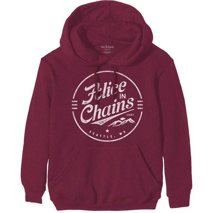 Alice in Chains Unisex Hoodie: Circle Emblem (Maroon Red) 81643