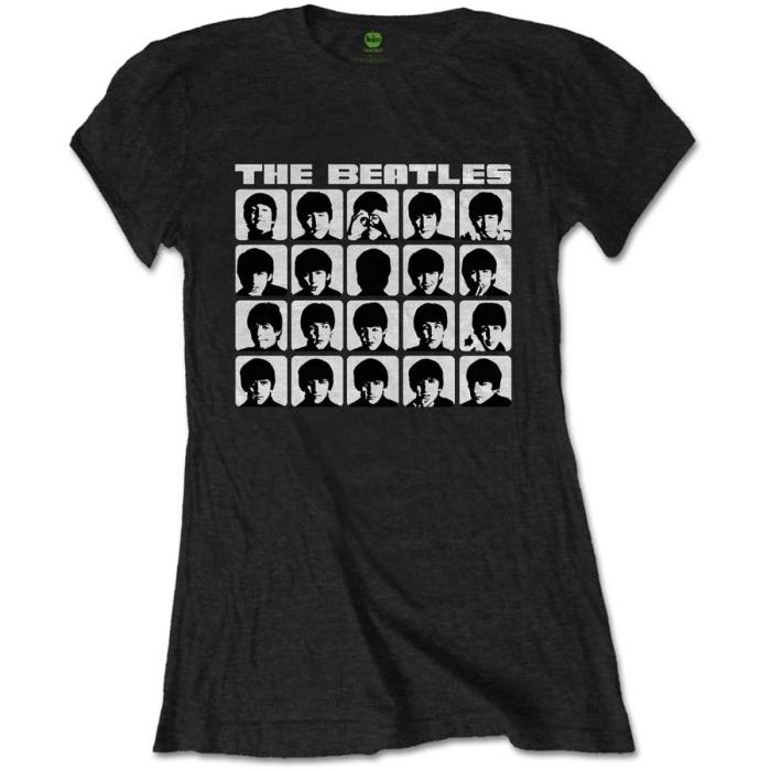 The Beatles Ladies T-shirt: Hard Days Night Faces Mono (Black) 83058