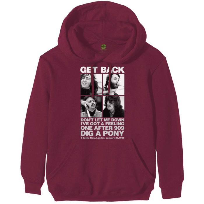 The Beatles Unisex Hoodie: 3 Savile Row (Maroon Red) 83088