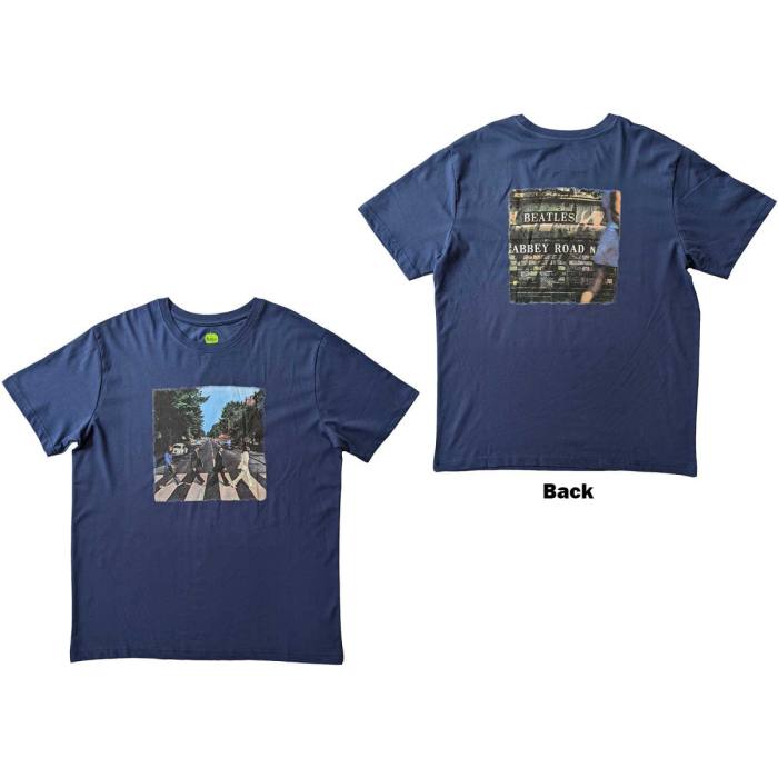 The Beatles Unisex T-Shirt: Vintage Abbey Road (Faded Denim Blue) (Back Print) 83394