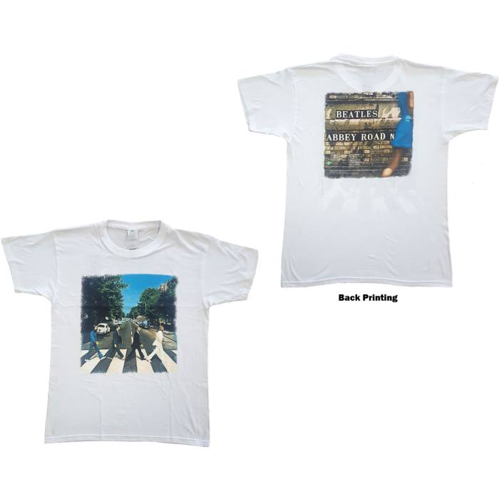 The Beatles Unisex T-Shirt: Vintage Abbey Road (White) (Back Print) 83400