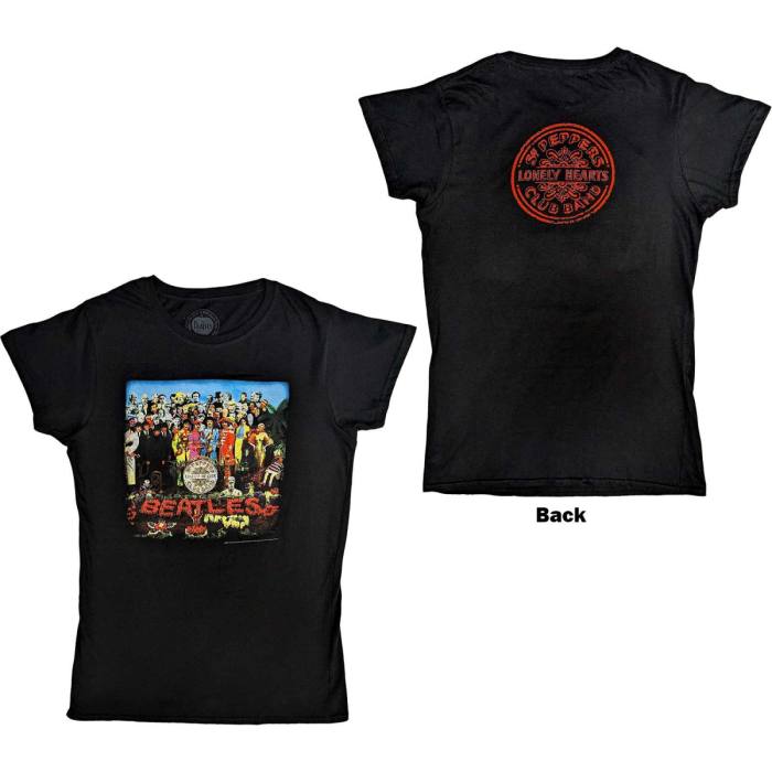Ladies T-shirt The Beatles Vintage Sgt Pepper (črna, back print) 83422