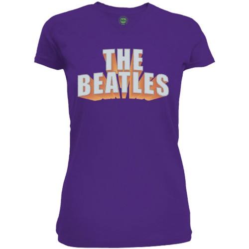 The Beatles Ladies Embellished T-Shirt: 3D Logo (Diamante) 83526