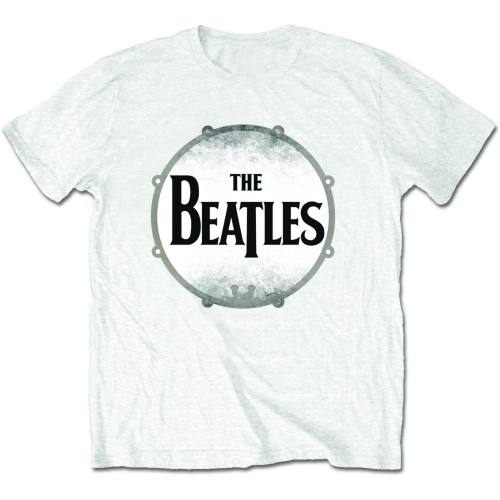 The Beatles Unisex T-shirt: Drum Skin (White) 83556