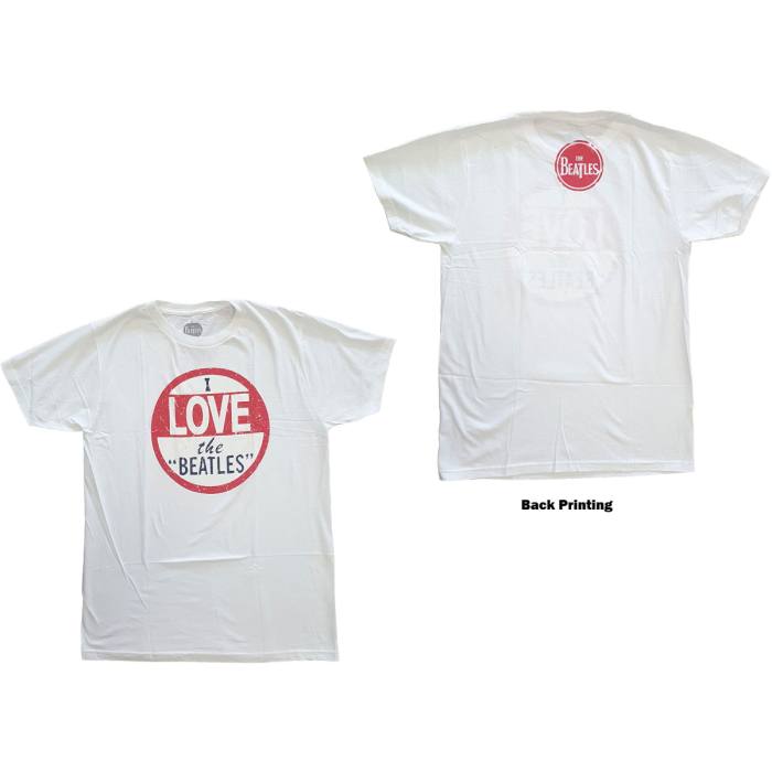 The Beatles Unisex T-Shirt: Vintage I Love The Beatles (White) (Back Print) 83580