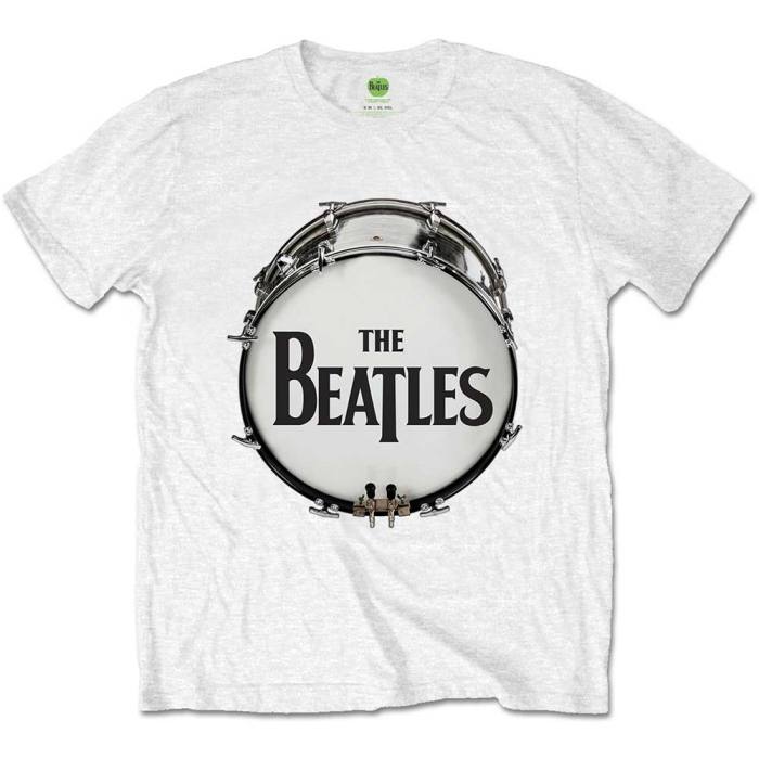 The Beatles Unisex T-Shirt: Original Drum Skin (White) 83726