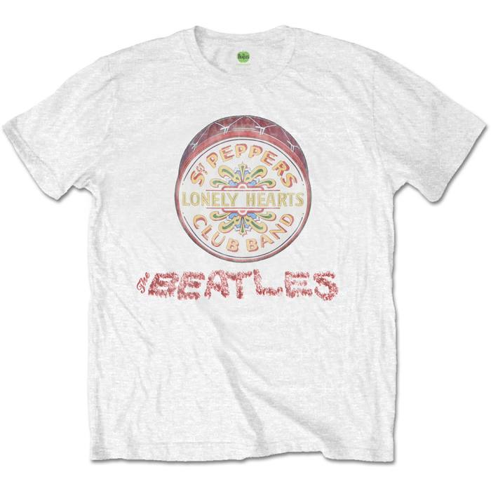 T-shirt The Beatles Flowers Logo & Drum (bela) 83828