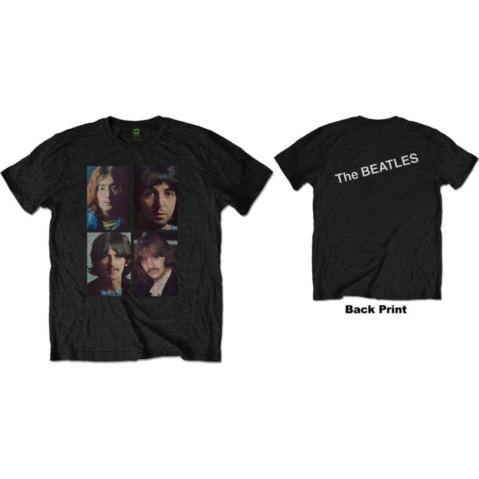 White Album Faces T-shirt – The Beatles (črna, hrbtni potisk) 84028