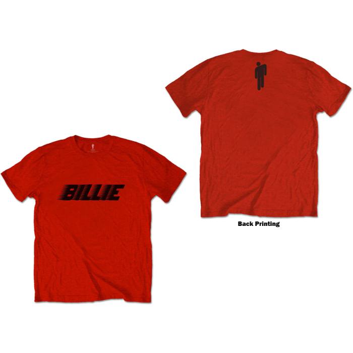 Billie Eilish Unisex T-shirt Racer Logo & Blohsh (rdeč, back print) 85048
