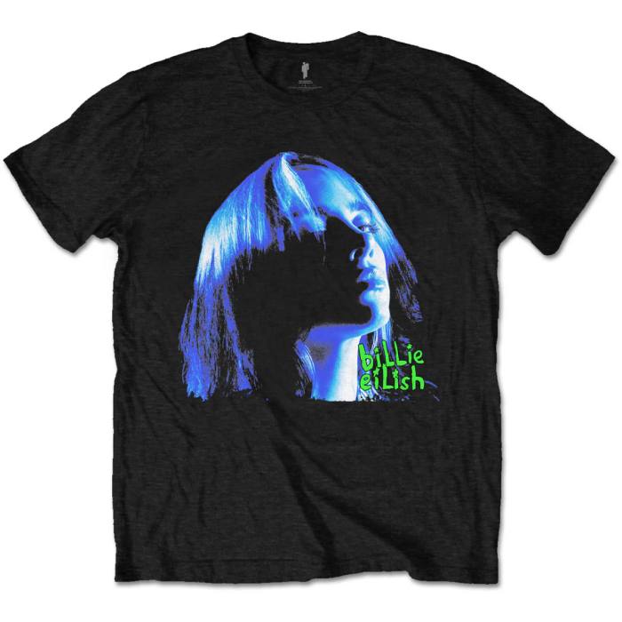 Billie Eilish Unisex T-Shirt: Neon Shadow Blue (Black) 85133