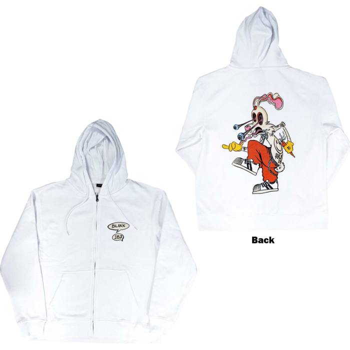 Blink-182 Zipped Hoodie Roger Rabbit (White, Back Print) 85488