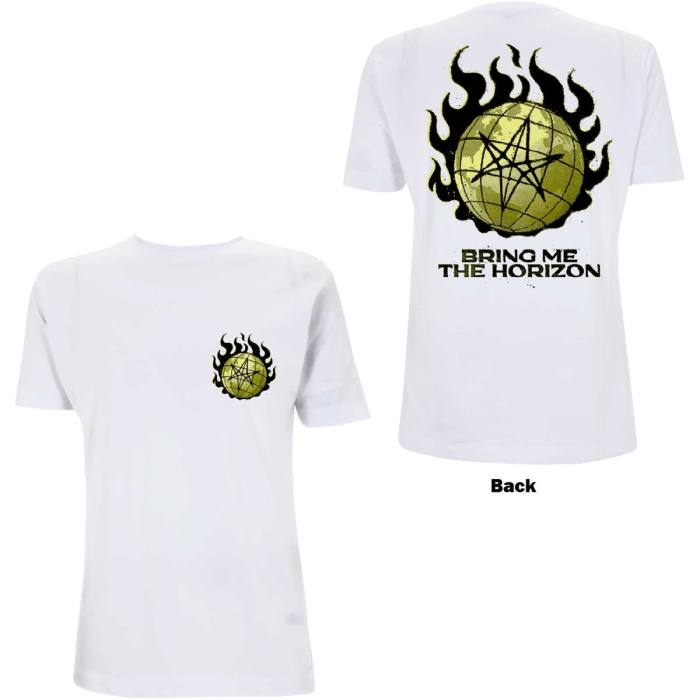 Bring Me The Horizon Unisex T-shirt: Globe (Bela) (Zadnji tisk) 86239