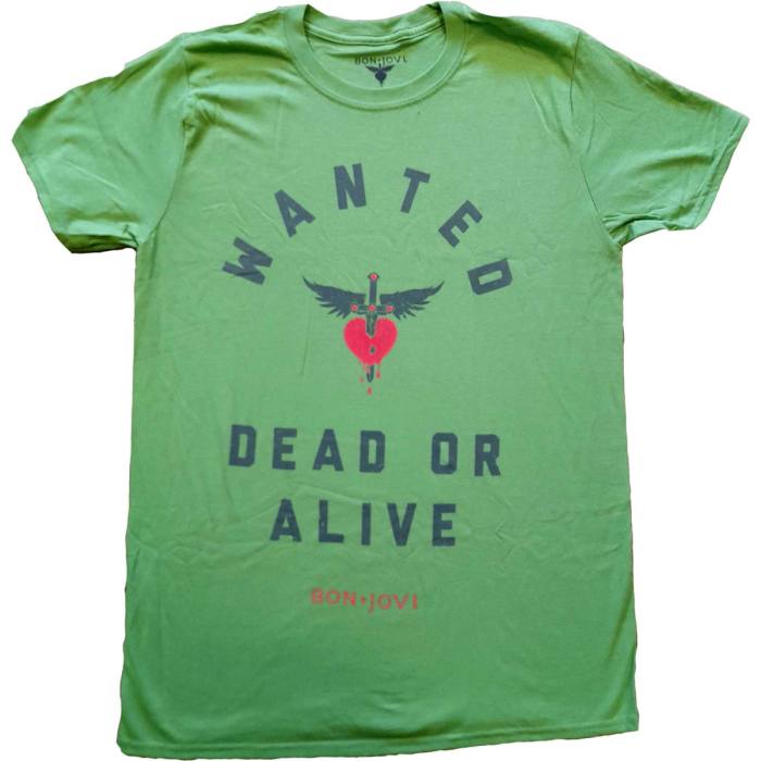 Bon Jovi Unisex T-Shirt: Wanted (Green) 86315