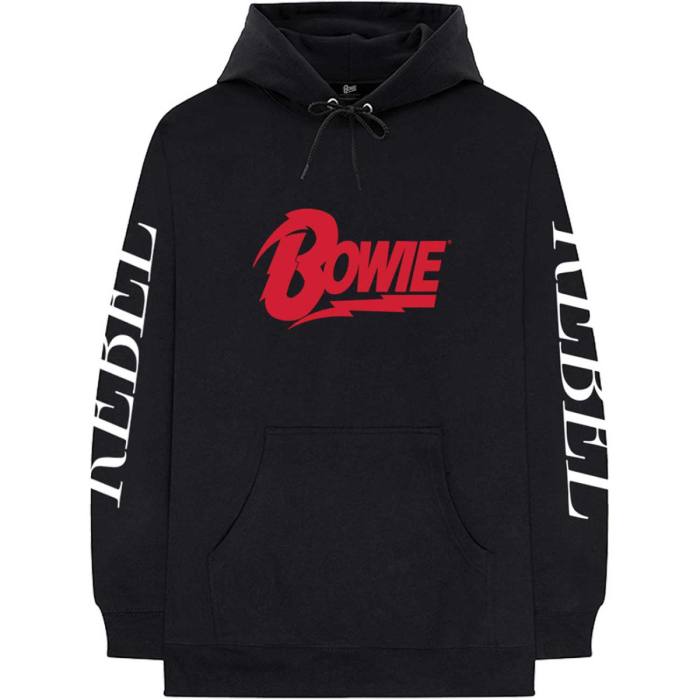David Bowie Unisex Pullover Hoodie: Rebel Rebel (Črna) 86384
