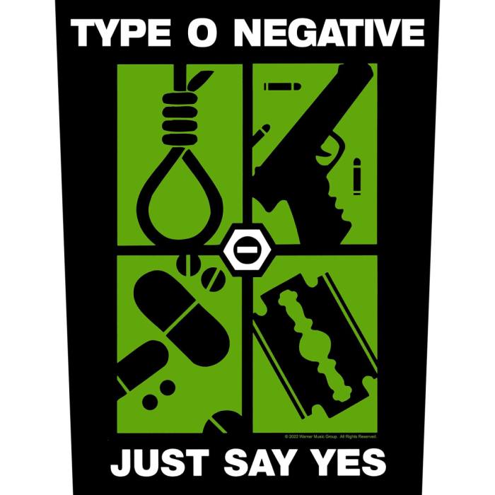 Našitek Type O Negative Just Say Yes Veliki Hrbtni 86909