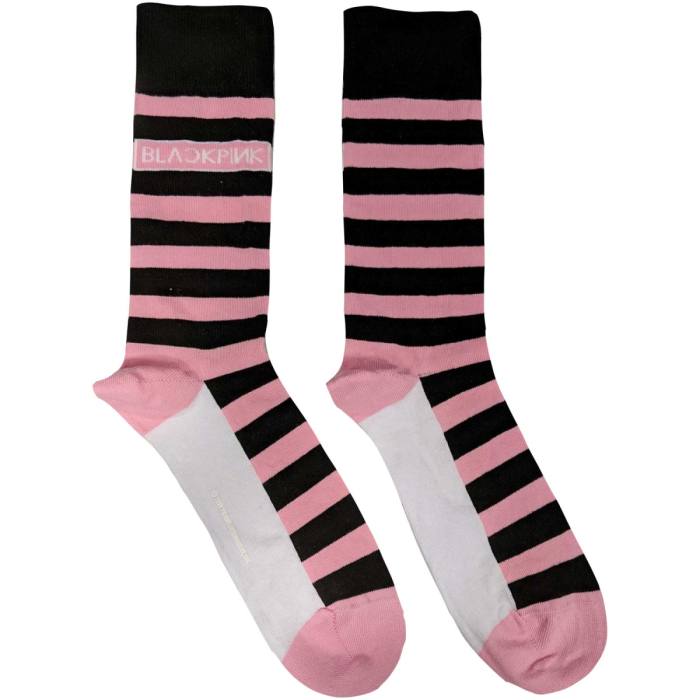 BlackPink Unisex Ankle Socks: Stripes & Logo (Pink) (UK Size 7 - 11) 86997