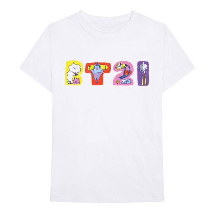 BT21 T-shirt Doodle Letters (White) 87611
