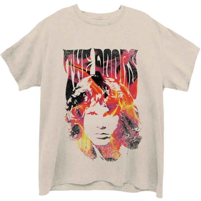 The Doors Unisex T-shirt: Jim Face Fire (natural) 89323