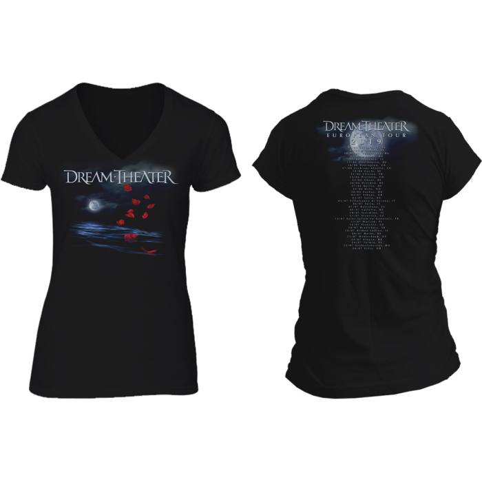 Dream Theater Ladies T-Shirt: Rose Petals Moon (Black) (Back Print) 89472