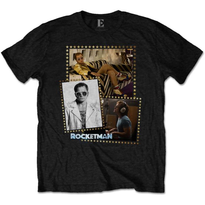 Elton John Unisex T-shirt: Rocketman Montage (Črna) 89686