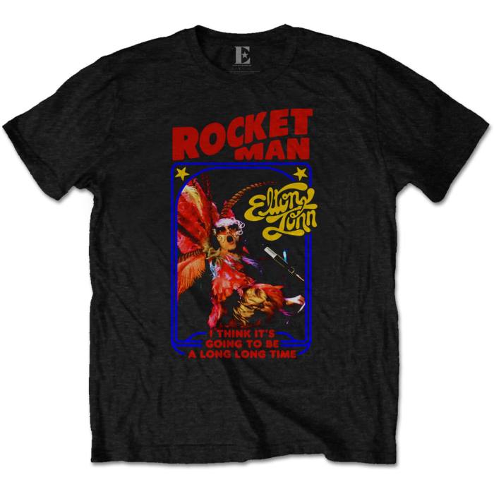 Elton John Unisex T-shirt: Rocketman Feather Suit (Črna) 89698