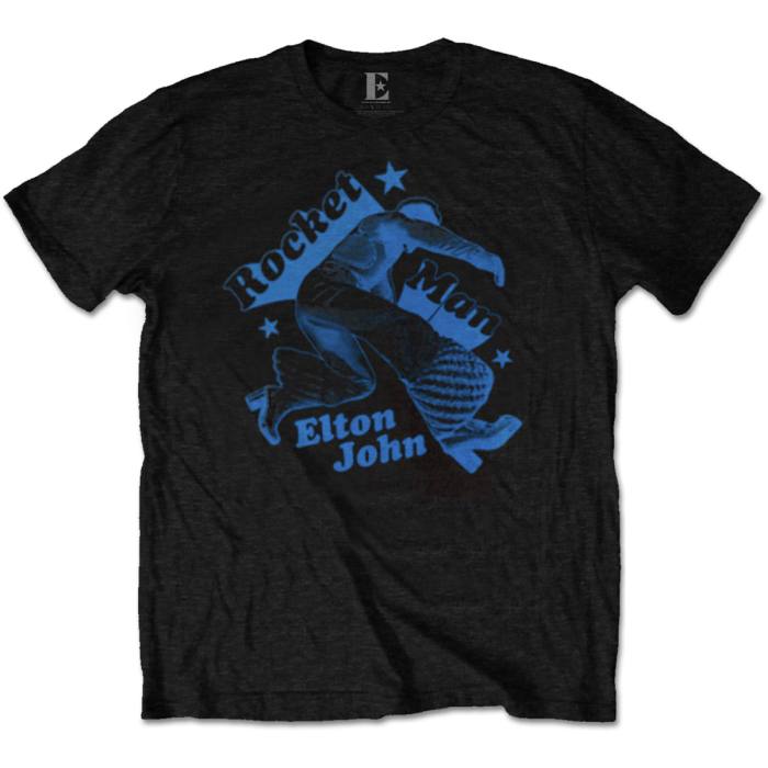 Elton John Unisex T-shirt: Rocketman Jump (Črna) 89734