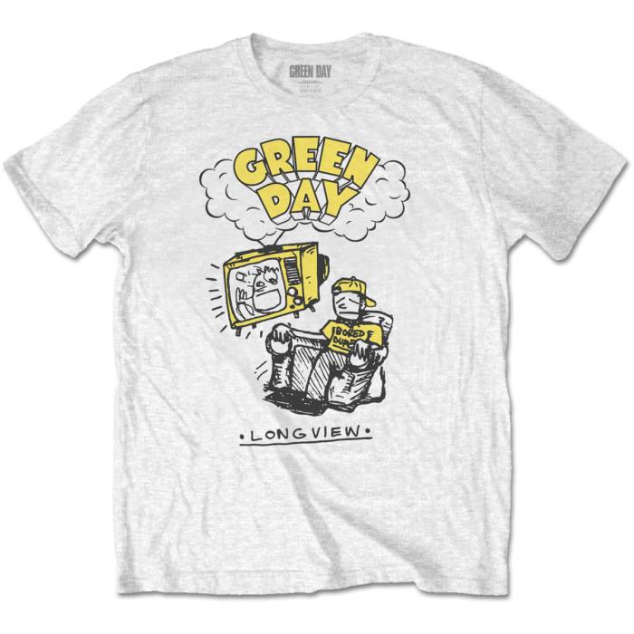 Green Day T-shirt: Longview Doodle (bela) 91126