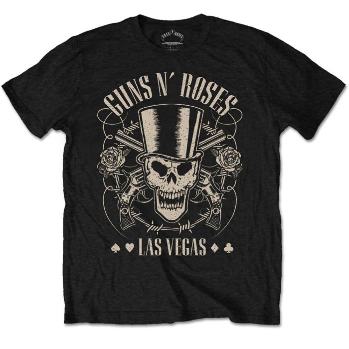 T-shirt Guns N' Roses Unisex: Top Hat, Skull & Pistols Las Vegas (Black) 92078