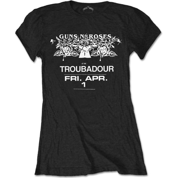 Girlie T-shirt Guns N' Roses Troubadour Flyer (črna) 92096