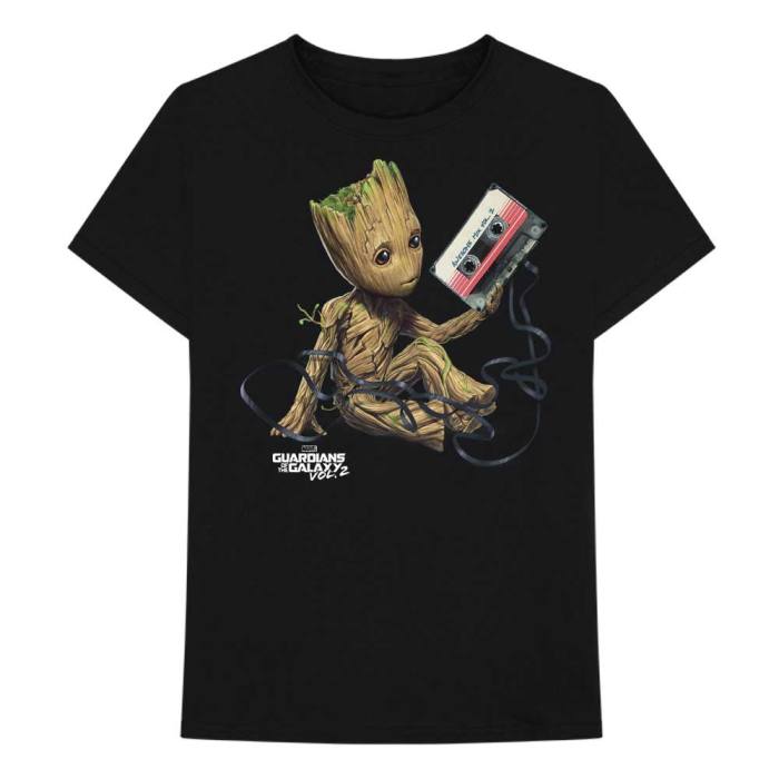 Marvel Comics Unisex T-Shirt: Guardians of the Galaxy Groot with Tape (Black) 92561