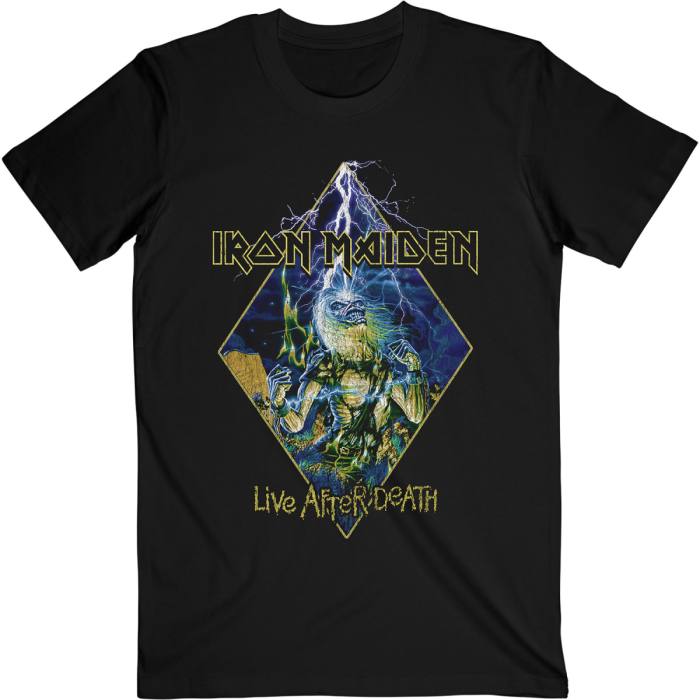 Iron Maiden Unisex T-Shirt: Live After Death Diamond (Črna) Velikost L 93272