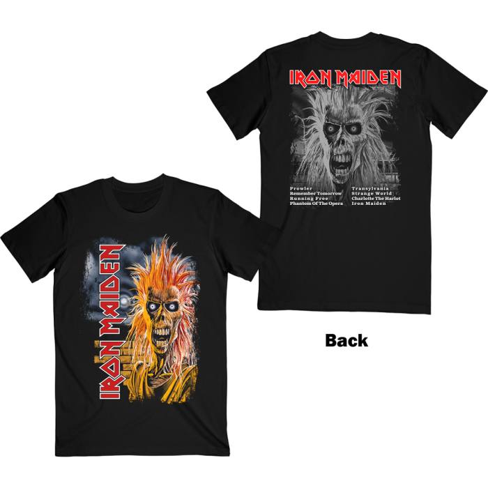 Iron Maiden T-shirt: First Album Track list V.3 (črna, back print) 93321