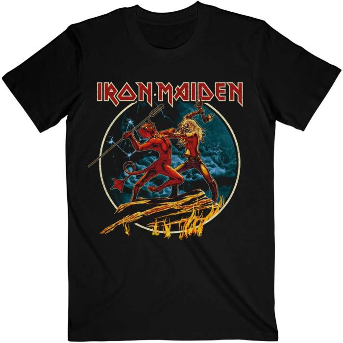 Iron Maiden Unisex T-Shirt: Number Of The Beast Run To The Hills Circular (Black) 93439