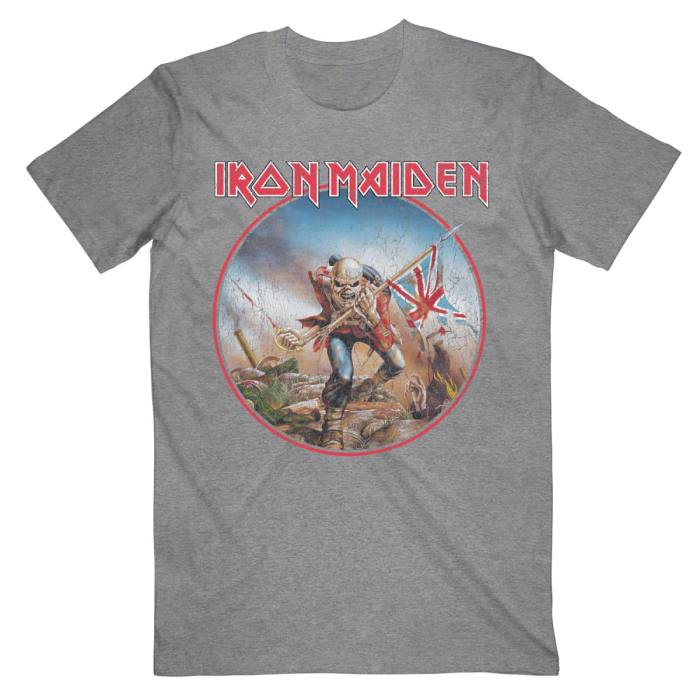 Iron Maiden Unisex T-shirt: Trooper Vintage Circle (Grey) 93849