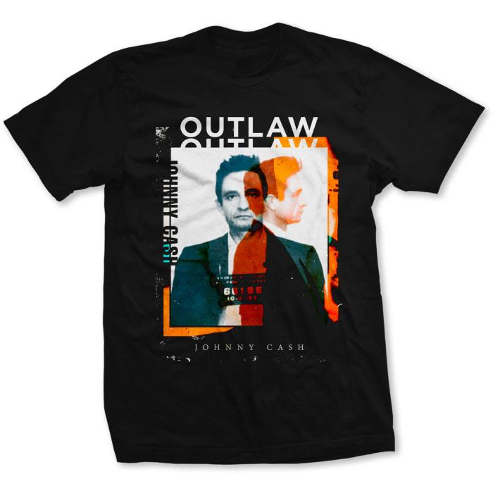 Johnny Cash Unisex T-shirt: Outlaw Photo (Black) 94306