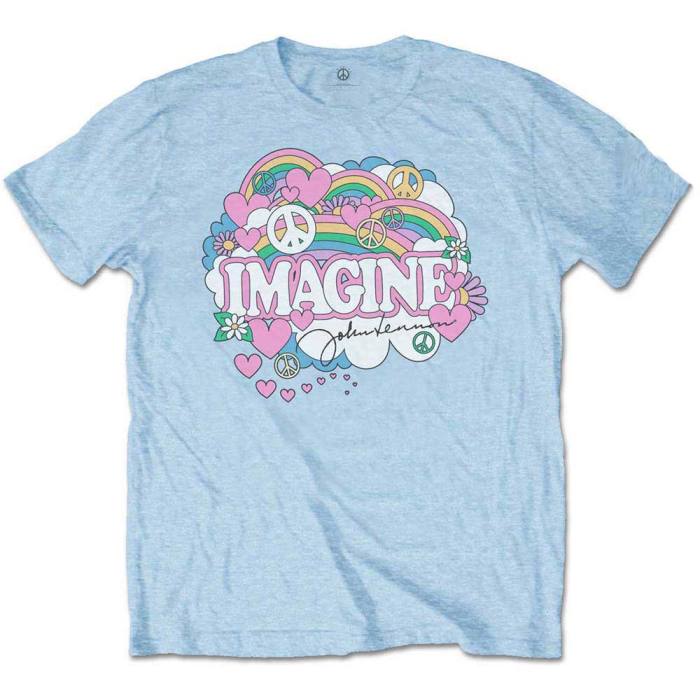 John Lennon T-shirt Rainbows, Love & Peace (Light Blue) 94509