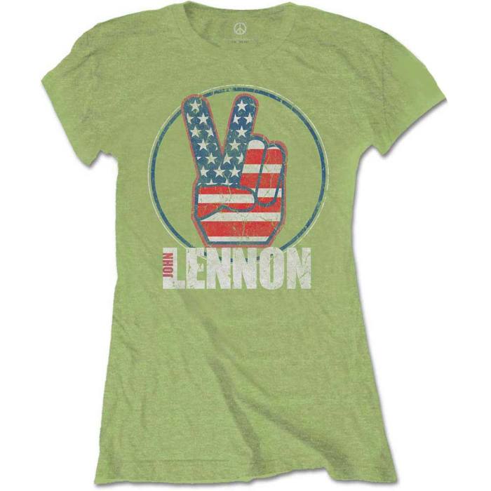 John Lennon Peace Fingers US Flag T-shirt 94521