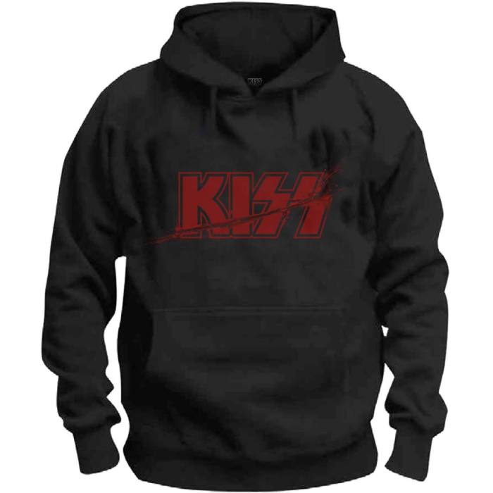KISS Unisex Pullover Hoodie: Slashed Logo (Black) 95002