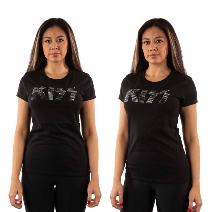 KISS Ladies T-Shirt: Logo (Black) (Embellished) 95191