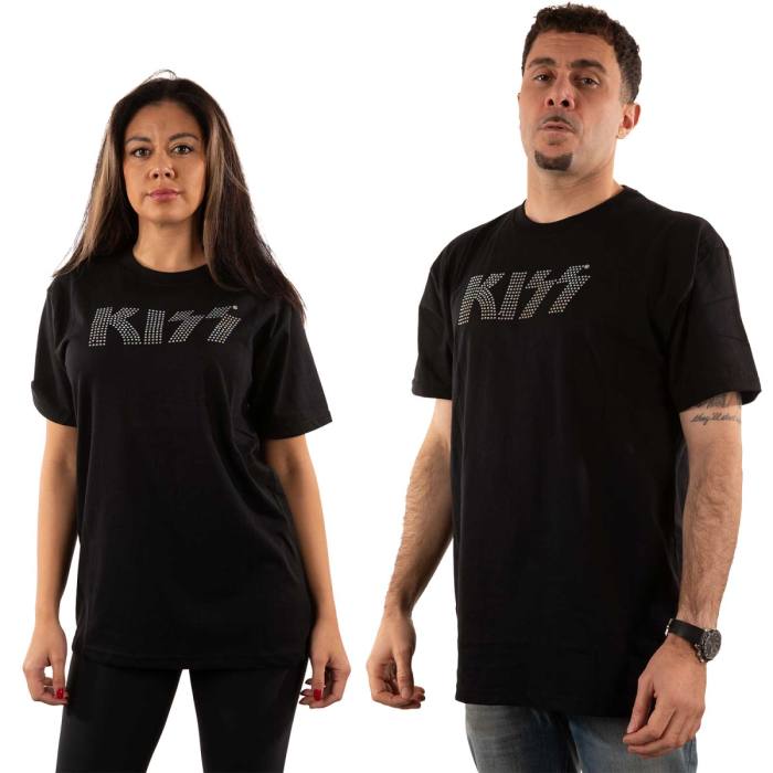 Kiss Unisex T-shirt: Logo (Black) (Embellished) 95197