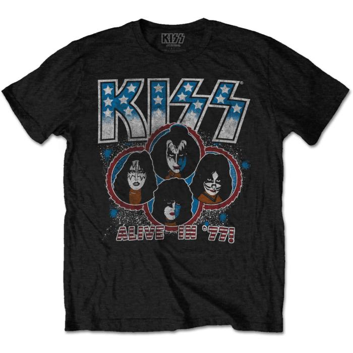 Kiss T-shirt Alive In '77 (črna) 95203