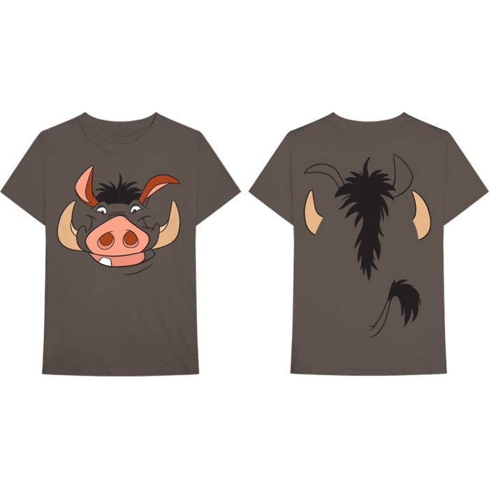 Disney Unisex T-Shirt: The Lion King Pumbaa (Brown) (Back Print) 95572