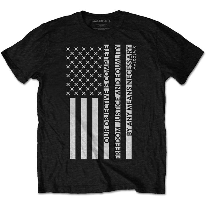 Malcolm X Unisex T-Shirt: Freedom Flag (Black) 95934